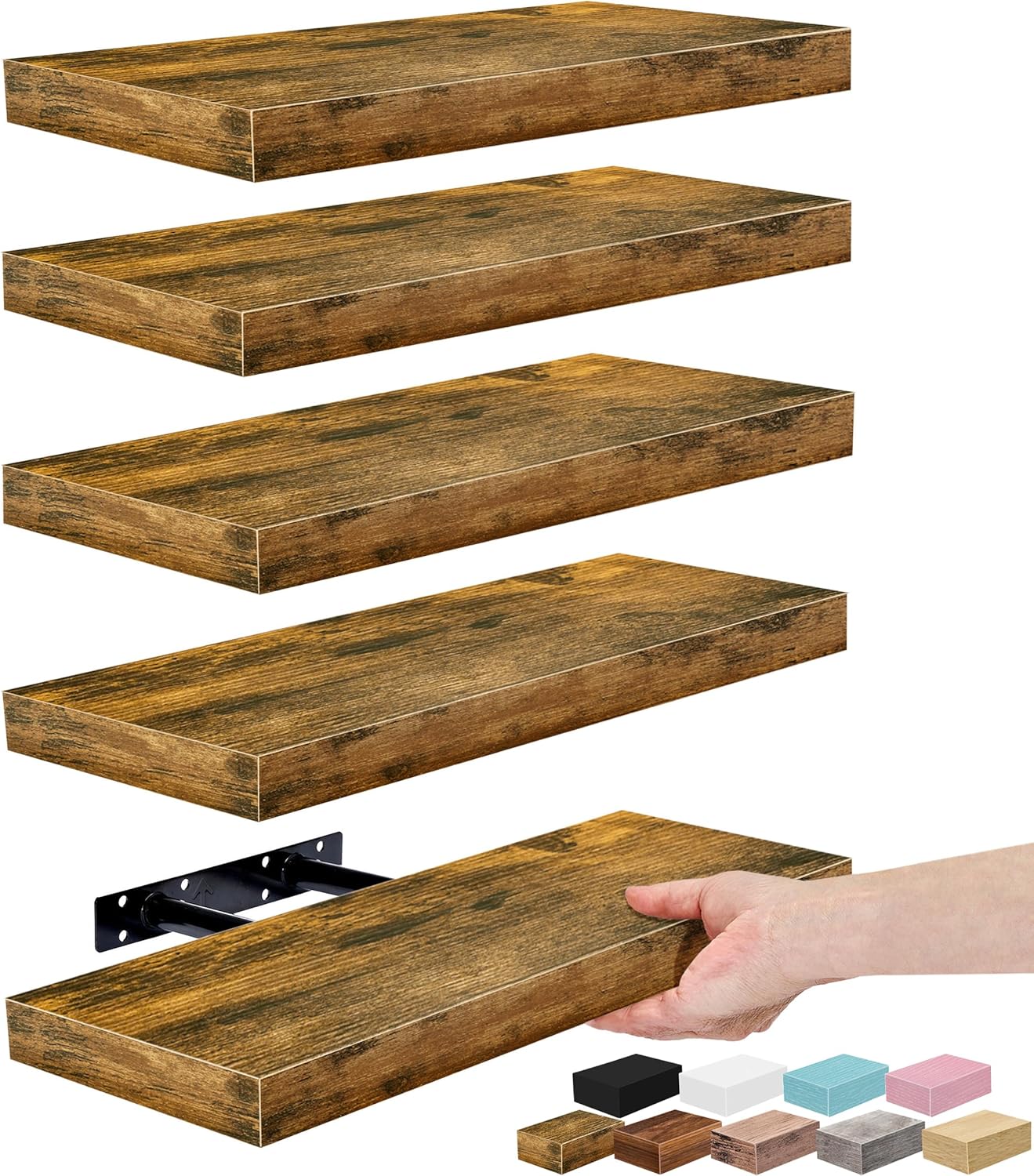 Sorbus Floating Shelves for Wall – 16 Inch Floating Shelf for Kitchen, Bedroom, Living Room, Bathroom, Home & Wall Decor - Mounted Bathroom Shelves with Invisible Brackets (Maple Wood, 2 Pack)