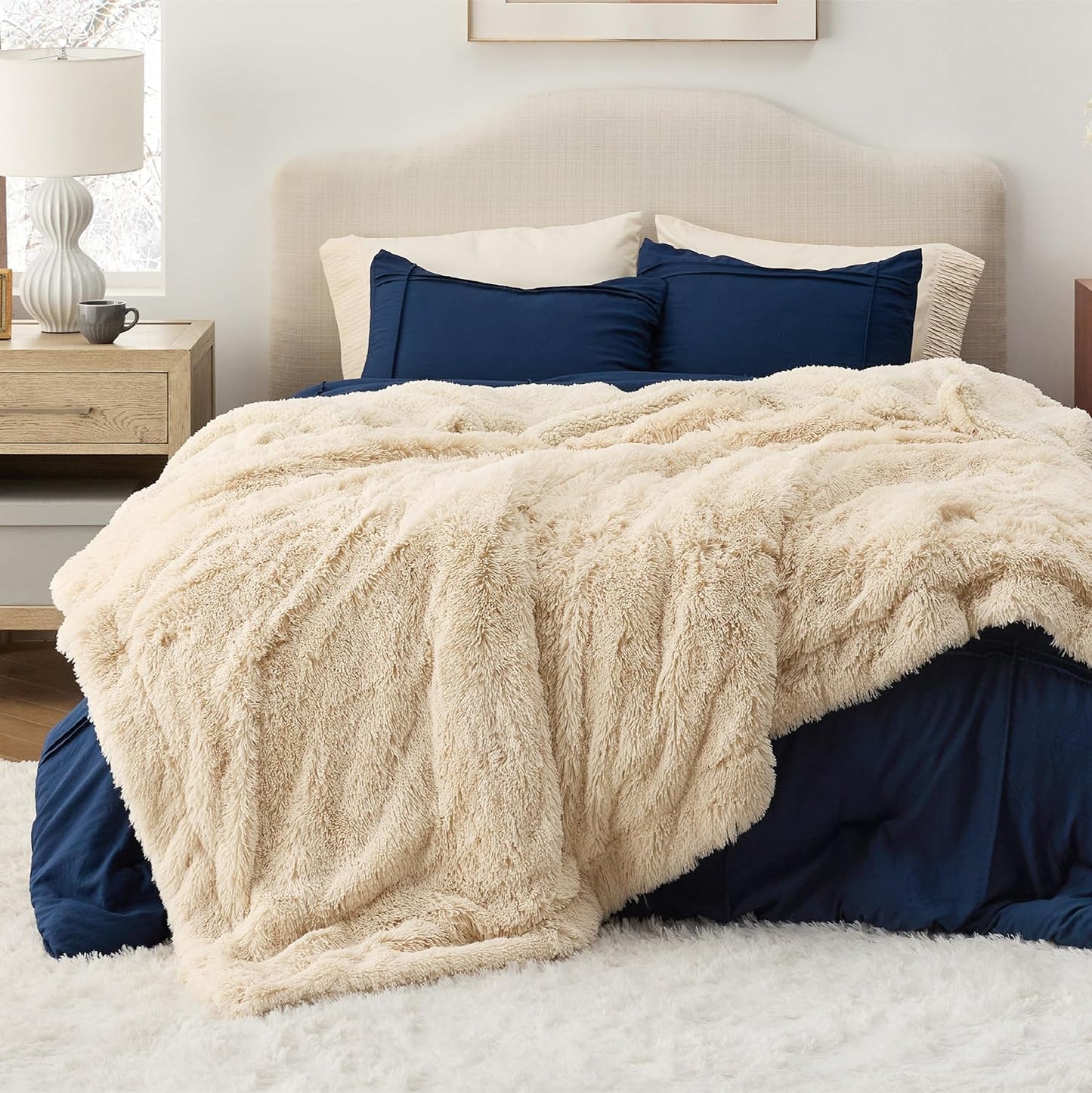 Bedsure GentleSoft Fluffy Fuzzy Faux Fur Throw Blanket for Couch, Soft Sherpa Fleece Cozy Gifts for Women, Plush Bed Blanket Room Decor for Men, Thick Warm Minky Teen Gifts Winter Bedding