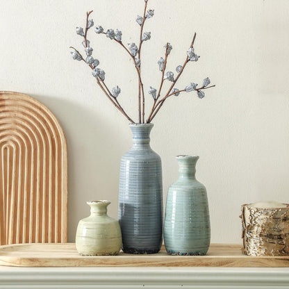 Ceramic Vase Set of 3 | Neutral Vase Home Decor with Handle | Pottery Modern Farmhouse Vases Pampas Grass Flower Vases for Home Decor Table Living Room Centerpieces Mantel Decor - Multicolor