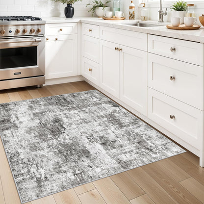 2x3 Washable Non-Slip Area Rug - Soft Low Pile Throw Rug for Kitchen Entryway Bedroom - Modern Indoor Door Mat with Rubber Backing (Beige Grey) - Colors A