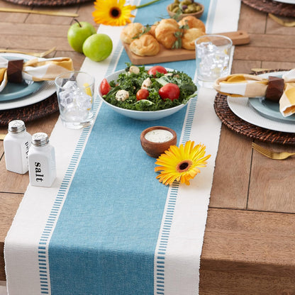 DII Dobby Stripe Woven Table Runner, 13x72-inch, French Blue