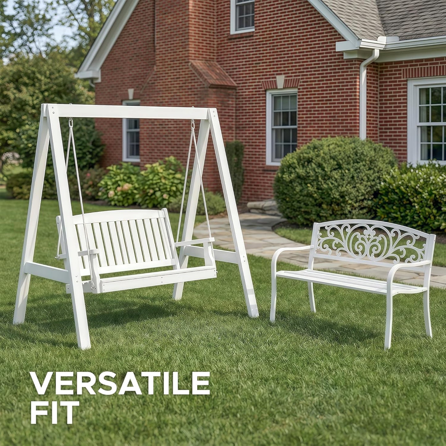 Outdoor Bench Cushion, Water-Resistant & Fade-Resistant, Porch Swing Cushions with Ties, Patio Furniture Seat Pads for Garden Loveseat Settee, Removable Cover Non-Slip Bottom, 48 x 16 Inch, Natural