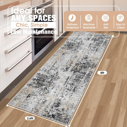 8x10 Area Rugs for Living Room Rug Washable: Abstract Large Rug for Dining Room Bedroom Carpet Non Slip 8 by 10 Indoor Modern Nursery Home Office Blue Grey