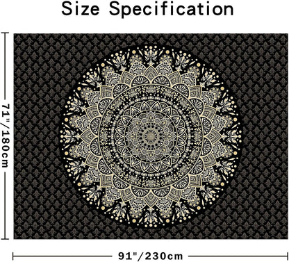 Black Mandala Tapestry Wall Hanging Psychedelic Wall Tapestry Aesthetic Indian Hippie Decor Bohemian Art Boho Home Decoration for Bedroom,Living Room,Dorm