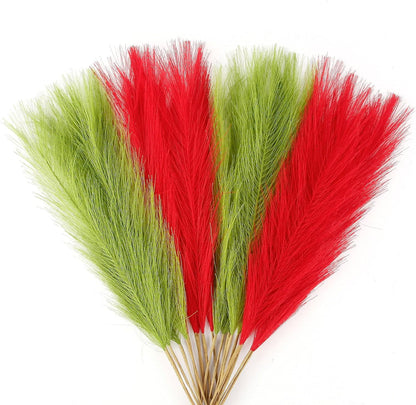 20Pcs Navy Blue Gradient and White Faux Pampas Grass Decor, 21.7"" Pompas Grass Flower Arrangement and Vase Filler for Boho Home Wedding Decoration, Black