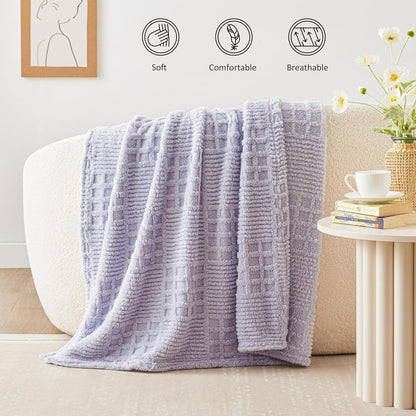 EXQ Home Fleece Throw Blanket for Couch or Bed - 3D Imitation Turtle Shell Jacquard Decorative Blankets - Cozy Soft Lightweight Fuzzy Flannel Blanket Suitable for All Seasons(50"×60",Beige)