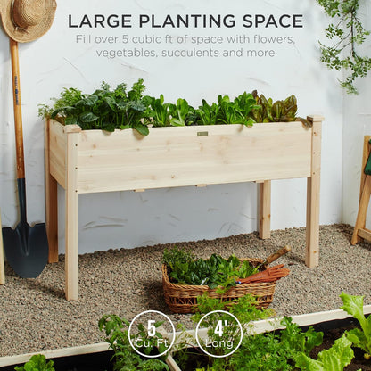Best Choice Products 72x24x30in Raised Garden Bed, Elevated Wood Planter Box Stand for Backyard, Patio, Balcony w/Divider Panel, 6 Legs, 300lb Capacity - Natural