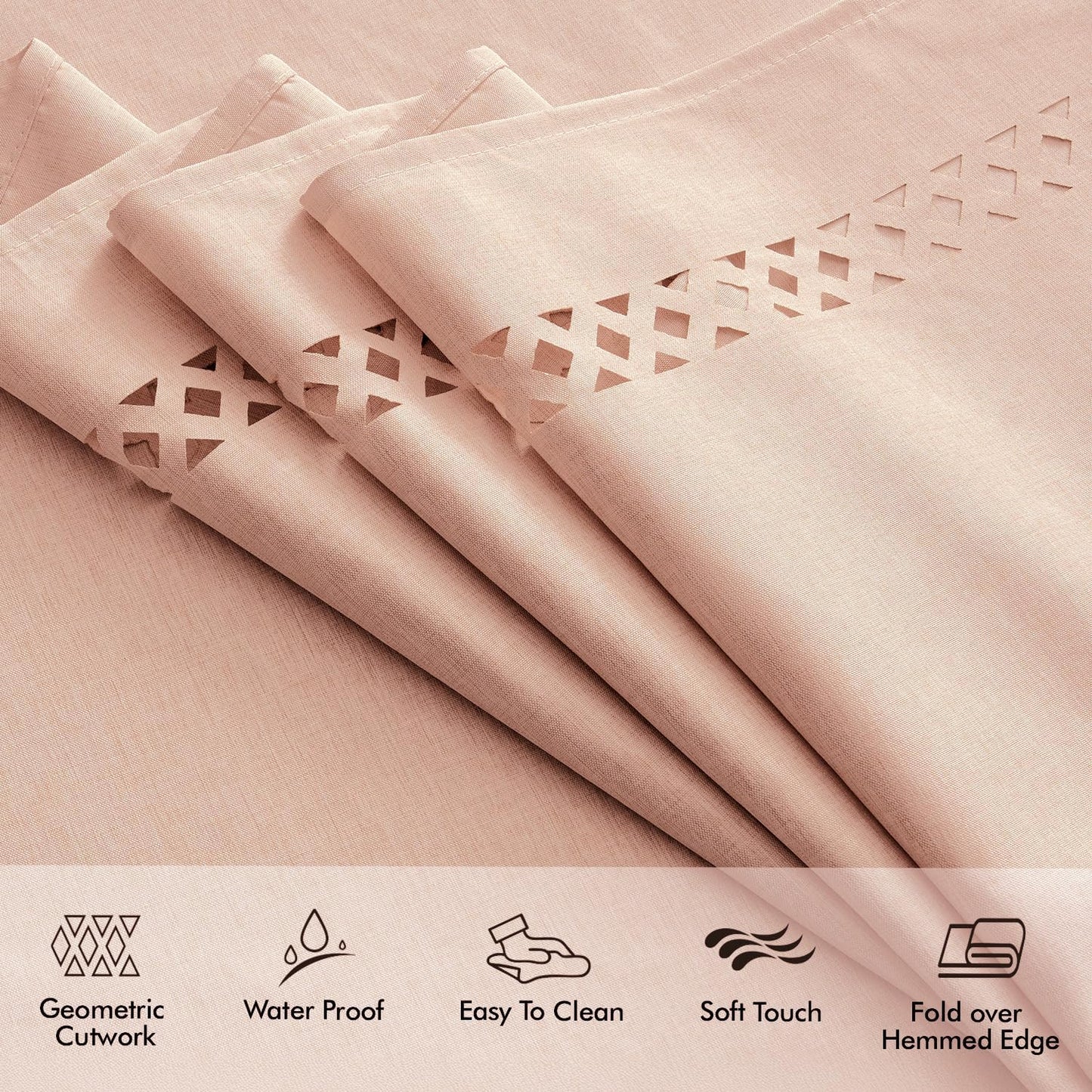 MIULEE Beige Rectangle Linen Polyester Tablecloth with Decorative Cutouts Spring Waterproof Stain Resistant & Shrink-Proof Table Cloth 52x70 inch Farmhouse Style for Dining Wedding and Outdoor