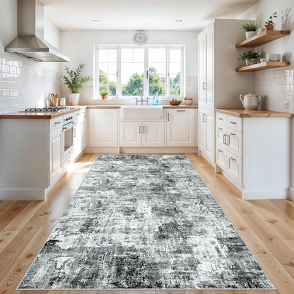 2x3 Washable Non-Slip Area Rug - Soft Low Pile Throw Rug for Kitchen Entryway Bedroom - Modern Indoor Door Mat with Rubber Backing (Beige Grey) - Colors A
