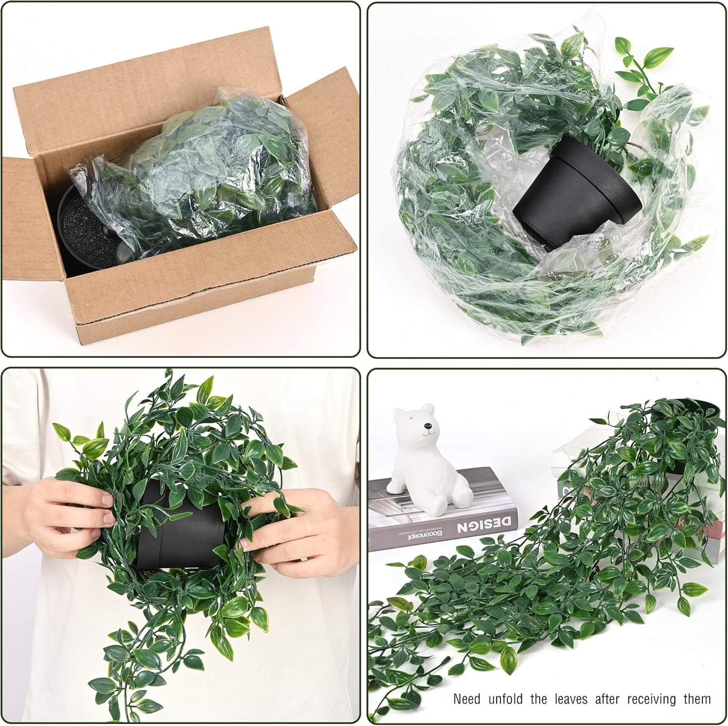 Waipfaru 4Pcs Fake Hanging Plants 2.7ft Fake Plants Eucalyptus Leaves UV Resistant Fake Vines Ivy Artificial Plants Outdoor Faux Plants Indoor Bedroom Living Room Boho Wall Porch Shelf Decor