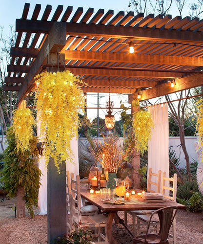 RECUTMS Artificial Hanging Plants Fake Hanging Plant Faux Eucalyptus Leaf Greenery Vine Outdoor UV Resistant Plastic Plants Home Garden Wedding Party Indoor Outdoor Decorations(White)