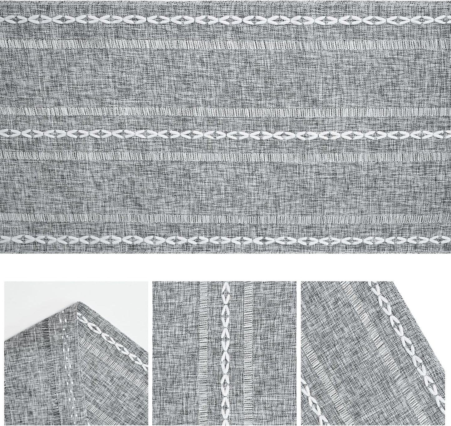 Artoid Mode Beige Rustic Cotton Linen Table Runner, Seasonal Embroidered Hollow Kitchen Dining Table Decoration for Home Party Decor 13x72 Inch