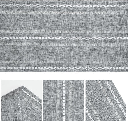 Artoid Mode Beige Rustic Cotton Linen Table Runner, Seasonal Embroidered Hollow Kitchen Dining Table Decoration for Home Party Decor 13x72 Inch