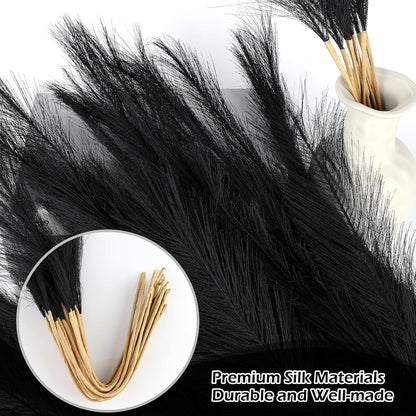 Pampas Grass Decor 30 Pcs 21.7 Inch Faux Brown Pampas Grass Bulk Artificial Dried Flowers Small Vase Filler Pompas Grass.
