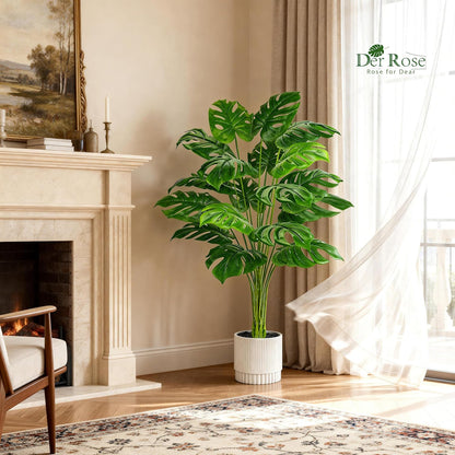 Der Rose 28" Fake Plants Large Artificial Monstera Faux Potted Plants Indoor Tall for Outdoor Living Room House Floor Front Porch Tree Decor