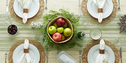 DII Farmhouse Braided Stripe Table Runner Collection, 15x72 (15x77, Fringe Included), Black