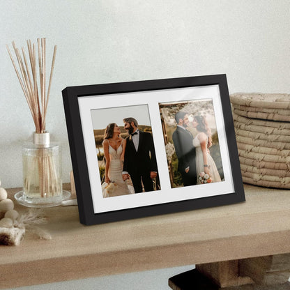DUENPY 14x26 Collage Picture Frame 4x6 Collage Picture Frame Displays Twelve 4x6 inch Photos Available Horizontal Wall Mounting Display and Vertical Black - Colors A