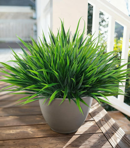 Ivydale 12Pcs Fake Plants Outdoor Artificial Plastic Grass Spring Decoration UV Resistant Faux Greenery Stems Bushes Outside Fake Plants for Planters Patio Porch Window Box Pathway Garden Home Decor