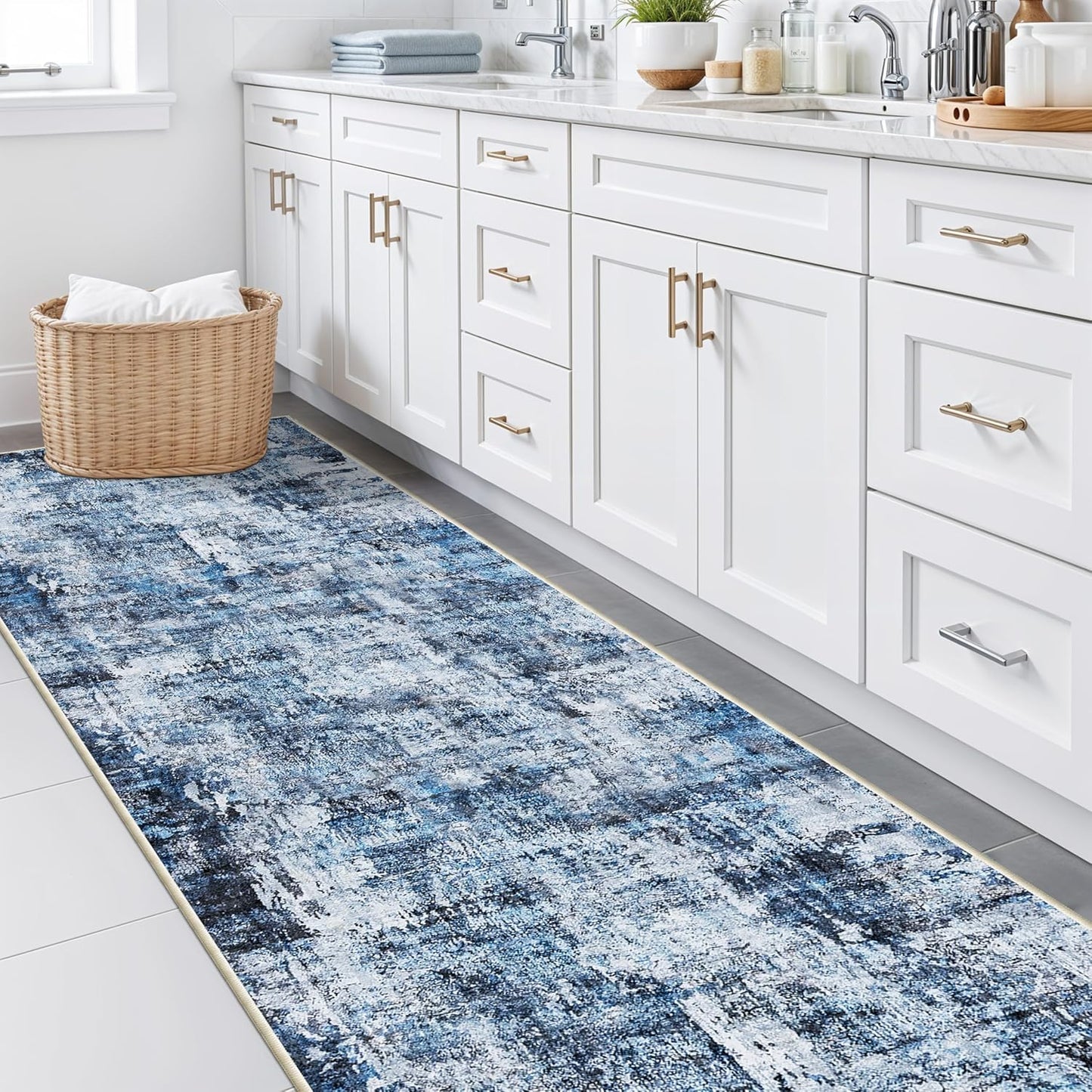 2x3 Washable Non-Slip Area Rug - Soft Low Pile Throw Rug for Kitchen Entryway Bedroom - Modern Indoor Door Mat with Rubber Backing (Beige Grey) - Colors A