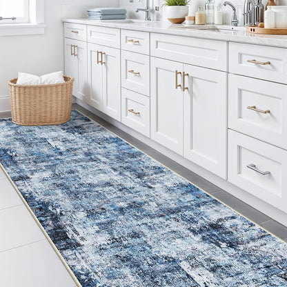 2x3 Washable Non-Slip Area Rug - Soft Low Pile Throw Rug for Kitchen Entryway Bedroom - Modern Indoor Door Mat with Rubber Backing (Beige Grey) - Colors A