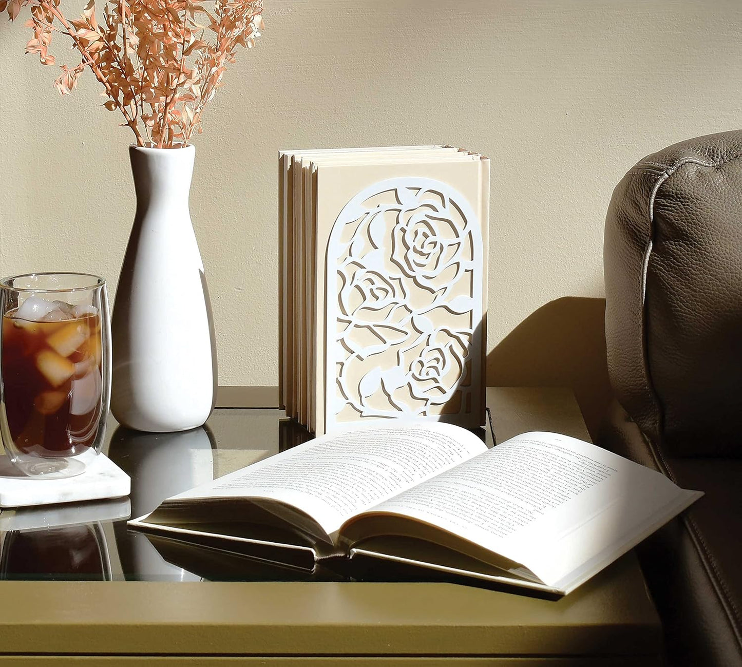 CNK Premium BookEnds - Heavy Duty Metal Book Stoppers for Home Office, Decorative Book Shelf Holders (Hummingbird Black)