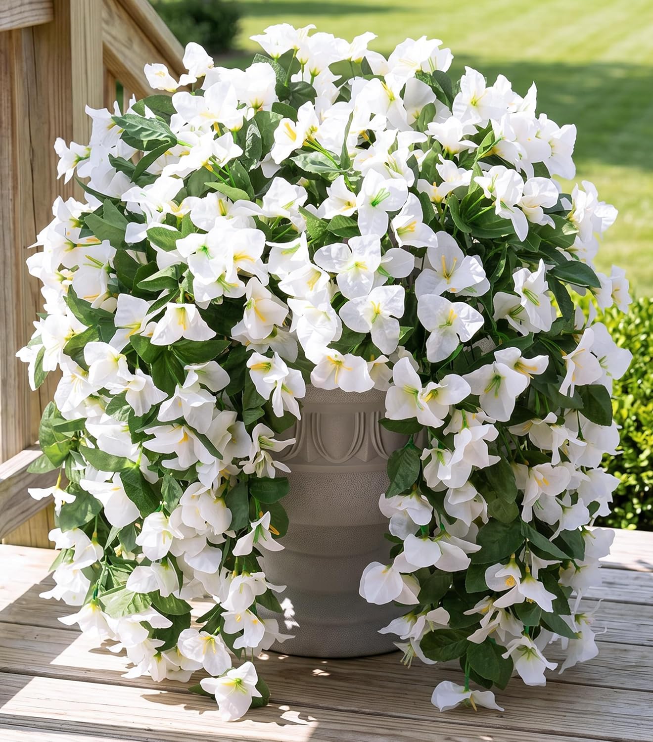Faux Bougainvillea Artificial Flowers Plants for Outdoor Outside Decoration, 2 PCS Red Fake Flowers UV Resistant Look Real Silk Long Trailing Vines for Front Door Porch Planter Urn Patio Garden Yard