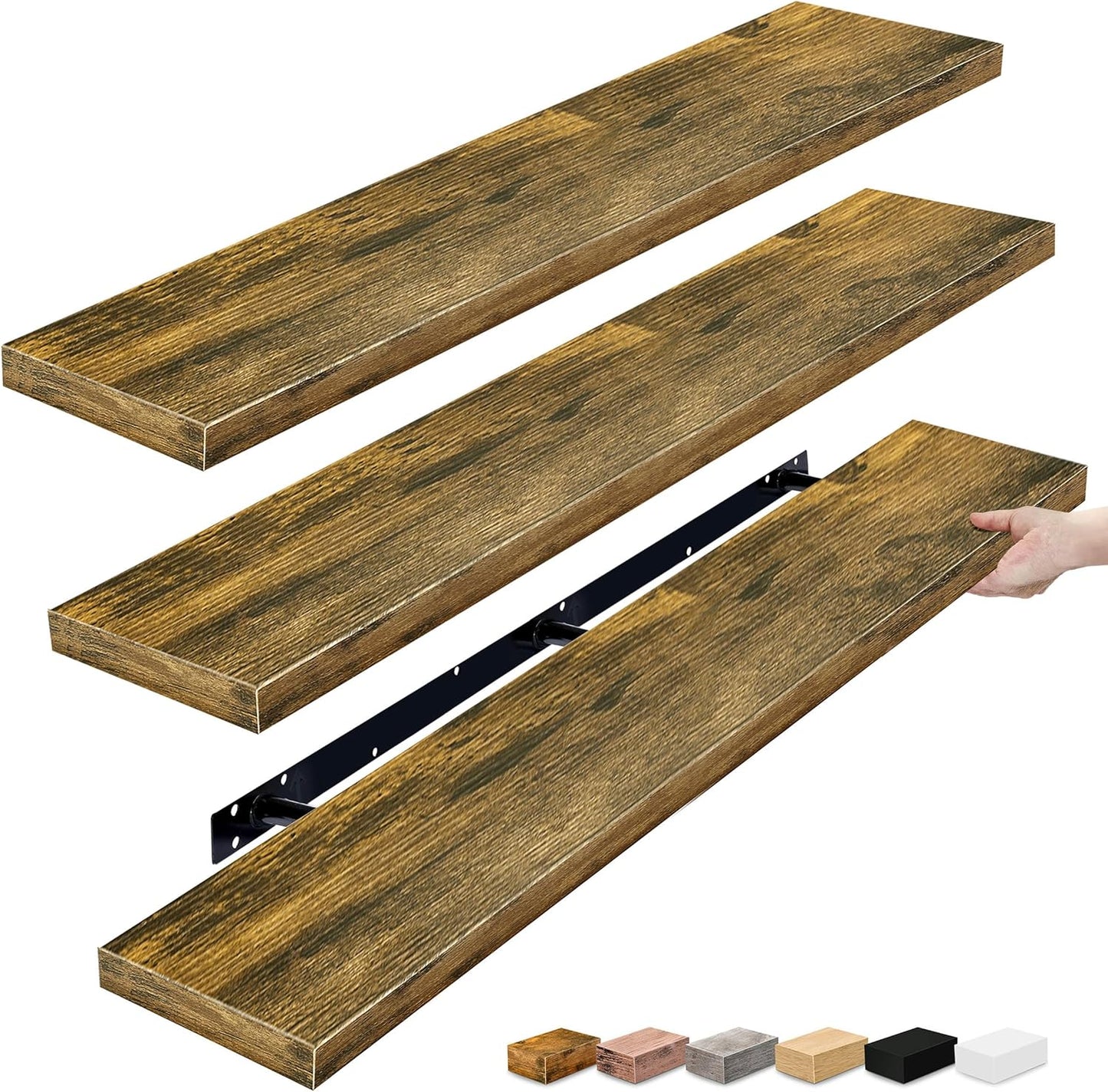 Sorbus Floating Shelves for Wall - 48 Inch Long Bathroom Shelves, Wall Decor for Bedroom, Kitchen, Living Room & Book Storage - Mounted Floating Shelf with Invisible Brackets (Maple Wood, 2 Pack)