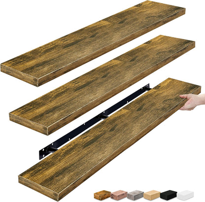 Sorbus Floating Shelves for Wall - 48 Inch Long Bathroom Shelves, Wall Decor for Bedroom, Kitchen, Living Room & Book Storage - Mounted Floating Shelf with Invisible Brackets (Maple Wood, 2 Pack)