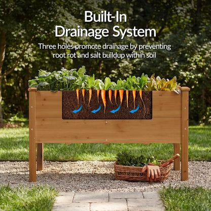 Best Choice Products 72x24x30in Raised Garden Bed, Elevated Wood Planter Box Stand for Backyard, Patio, Balcony w/Divider Panel, 6 Legs, 300lb Capacity - Natural