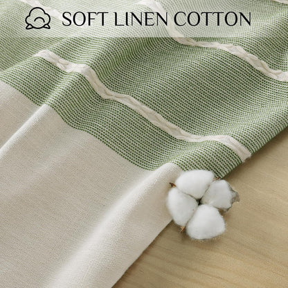 Softalker Outdoor Tablecloth Rectangle, Waterproof Linen Cotton Farmhouse Table Cloths with Tassel, Heavy Weight Wrinkle Free Boho Table Cover for Picnic Camping Dining - 55 x 70 Inch, Coffee Lines