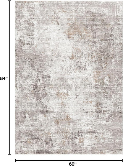 2x3 Washable Non-Slip Area Rug - Soft Low Pile Throw Rug for Kitchen Entryway Bedroom - Modern Indoor Door Mat with Rubber Backing (Beige Grey) - Colors B