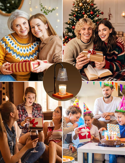Candle Warmer Lamp with Timer, Dimmable Candle Warmer for Home Decor, Birthday Gifts for Women Mom, Adjustable Height Wax Melt Warmer with 2 Bulbs