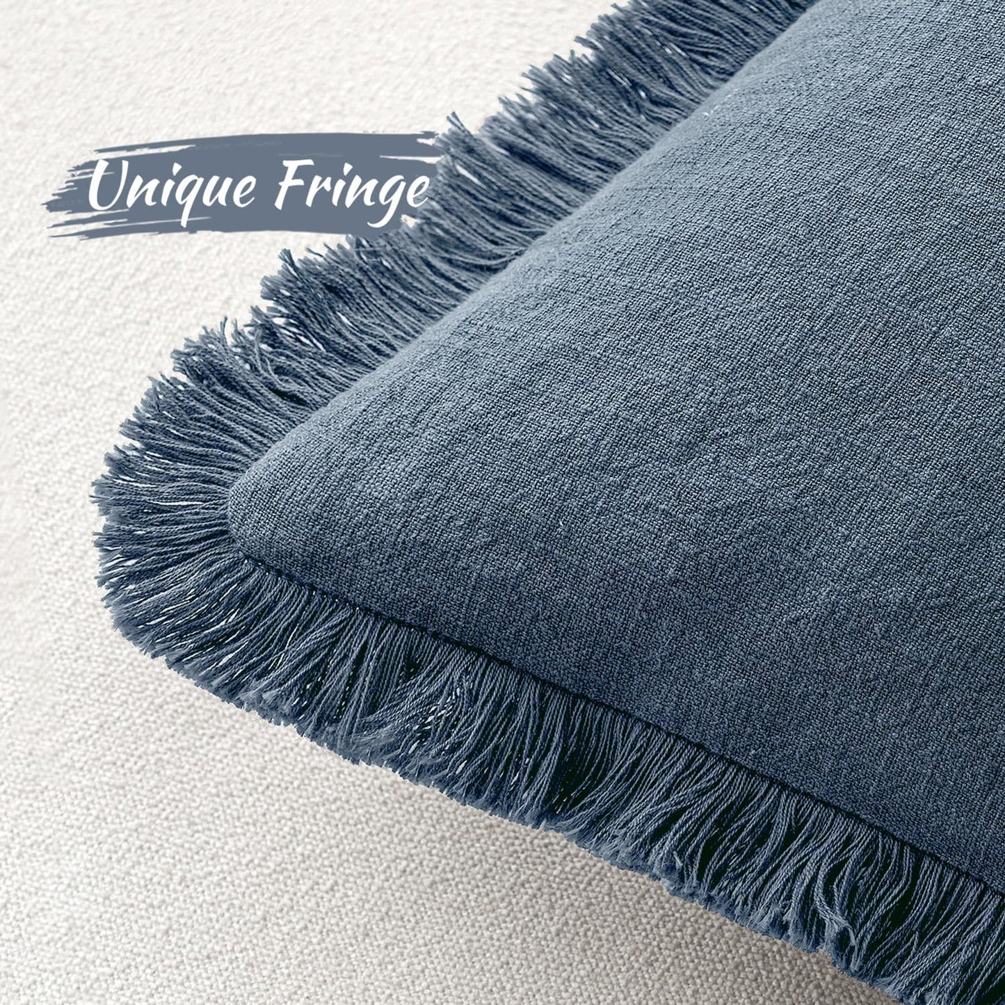 MIULEE Decorative Throw Pillow Covers Neutral Linen Fringe Throw Pillows Set of 2 Natural Beige Boho Farmhouse Cushion Covers with Tassels for Couch Sofa Bed Spring Home Decor 20x20 Inch