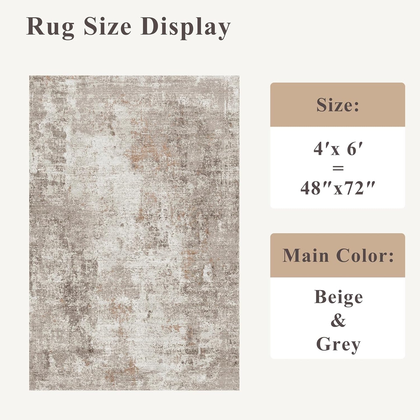 2x3 Washable Non-Slip Area Rug - Soft Low Pile Throw Rug for Kitchen Entryway Bedroom - Modern Indoor Door Mat with Rubber Backing (Beige Grey) - Colors A