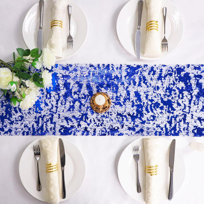 Snowkingdom 2 Pieces Gold Table Runner, Sequin Glitter Foil Metallic Thin Mesh Runner Roll 11"x108", Gold Table Decorations for Event Party, Wedding, Birthday Party, Christmas