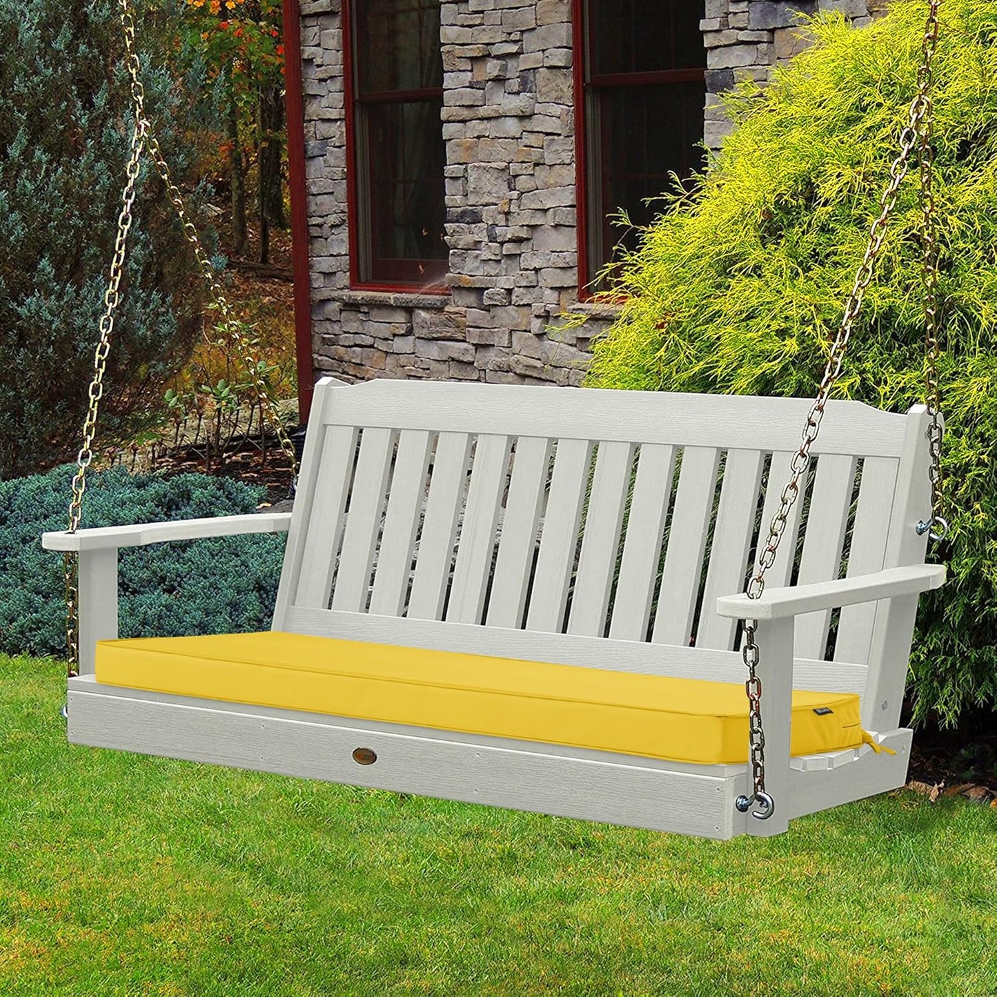Outdoor Bench Cushions 48 x 18 Inch Thick Waterproof Porch Swing Cushions with Tie Patio Furniture Chair Cushion Bench Pad 5 Year Color Fastness Backyard Seat Pads Navy