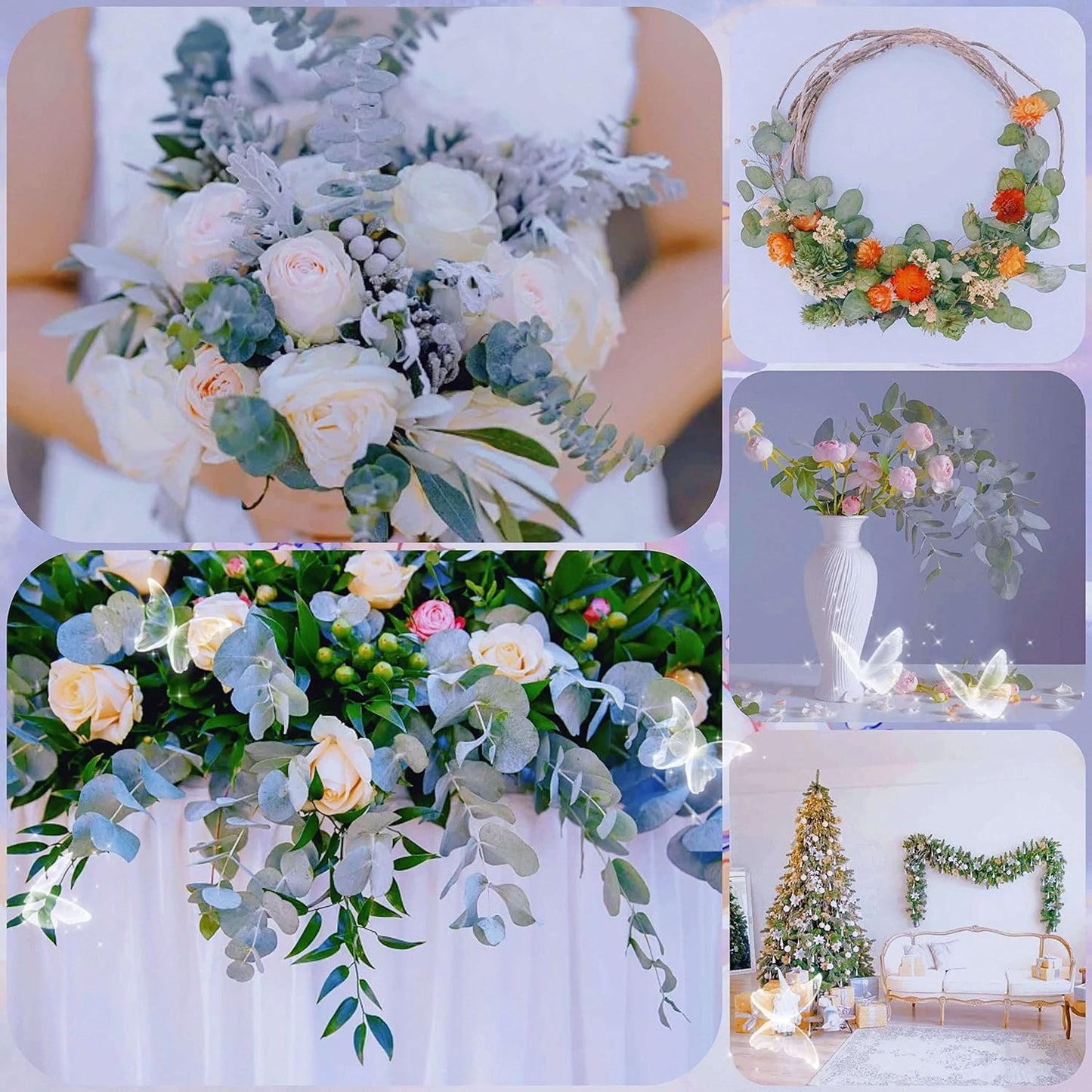 11 PCS Real Dried Eucalyptus Stem for Shower & Bathroom Decor - 17'' Large Natural Fresh Eucalyptus Leaves Hanging Plants, Shower Stuff Green Home Vase Decor, DIY