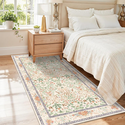 2x3 Washable Non-Slip Area Rug - Soft Low Pile Throw Rug for Kitchen Entryway Bedroom - Modern Indoor Door Mat with Rubber Backing (Beige Grey) - Colors A