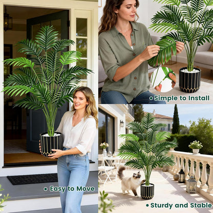 Der Rose 44" Fake Palm Tree Artificial Tree Faux Plant for Indoor and Outdoor Home Office Living Room Porch and Balcony Decor
