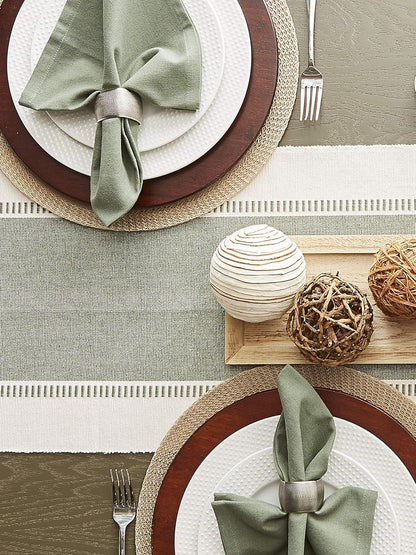 DII Dobby Stripe Woven Table Runner, 13x72-inch, French Blue