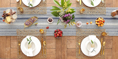 DII Farmhouse Braided Stripe Table Runner Collection, 15x72 (15x77, Fringe Included), Black