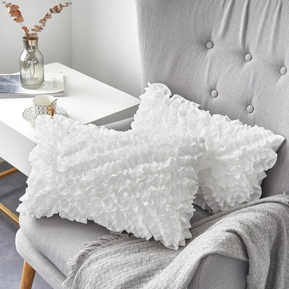 Oubonun 18"x18" Pillow Inserts (Set of 2) - Throw Pillow Inserts with 100% Cotton Cover - 18 Inch Square Interior Sofa Pillow Inserts - Decorative Pillow Insert Pair - White Couch Pillow