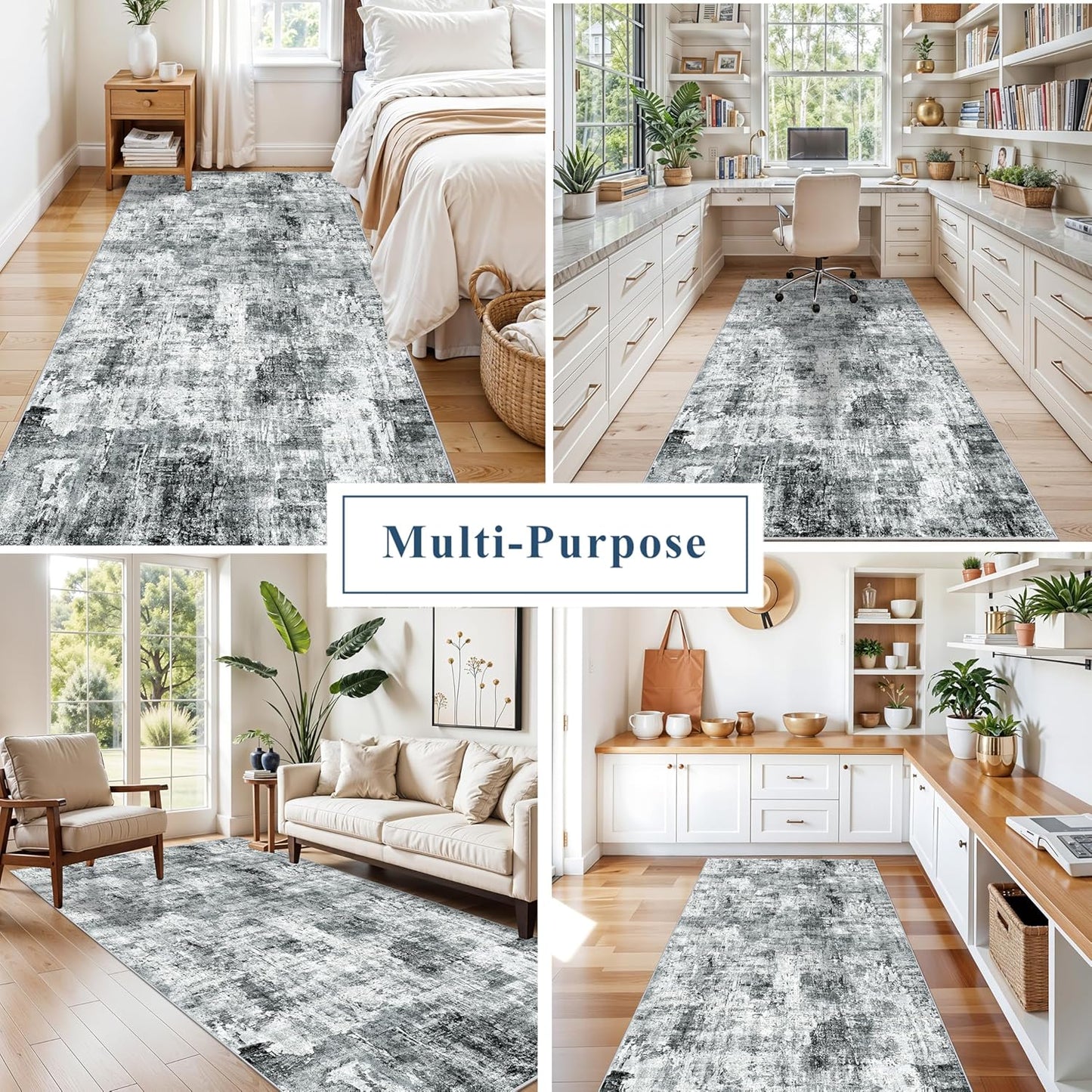2x3 Washable Non-Slip Area Rug - Soft Low Pile Throw Rug for Kitchen Entryway Bedroom - Modern Indoor Door Mat with Rubber Backing (Beige Grey) - Colors B