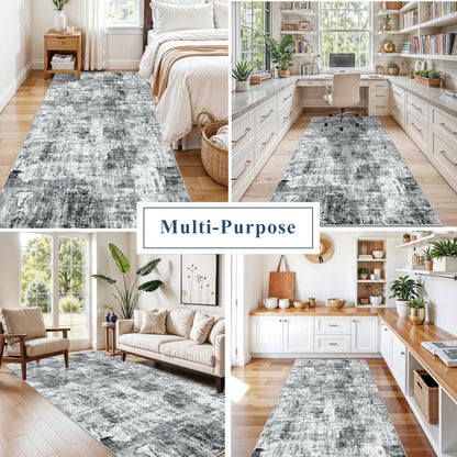 2x3 Washable Non-Slip Area Rug - Soft Low Pile Throw Rug for Kitchen Entryway Bedroom - Modern Indoor Door Mat with Rubber Backing (Beige Grey) - Colors B