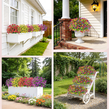 Der Rose 12 Bundles Artificial Flowers for Outdoors Fake Flowers Plants Spring Summer Decoration UV Resistant for Outside Home Porch Patio Garden Decor