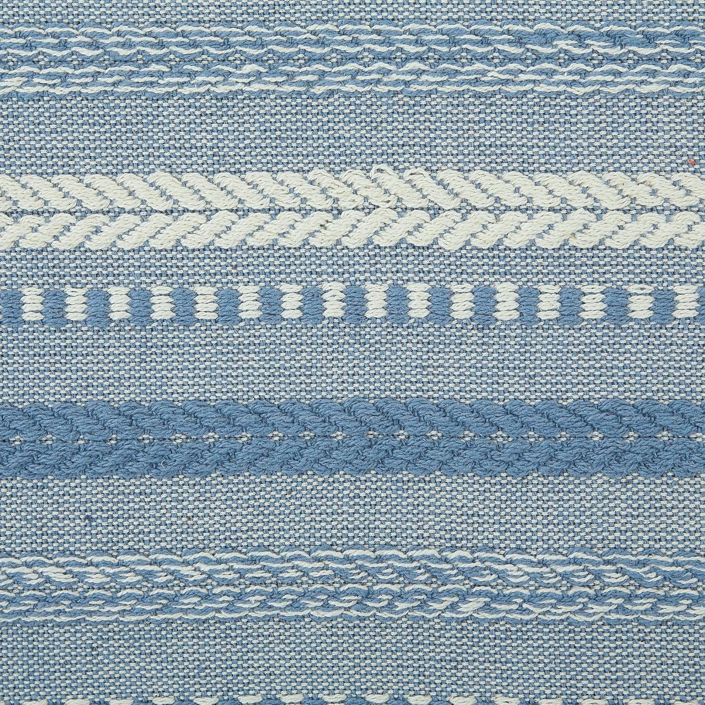 DII Farmhouse Braided Stripe Table Runner Collection, 15x72 (15x77, Fringe Included), Black