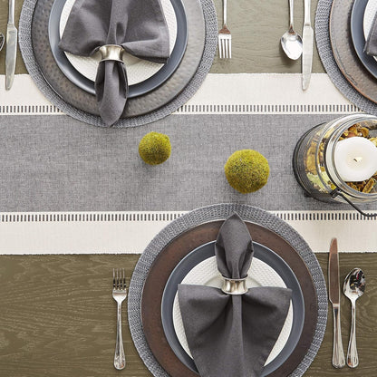DII Dobby Stripe Woven Table Runner, 13x72-inch, French Blue