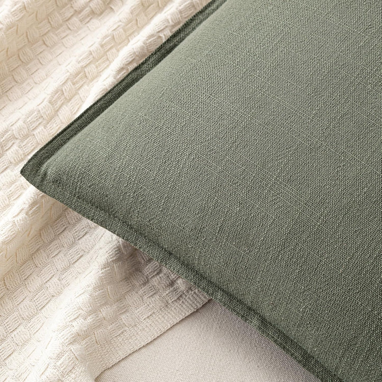 MIULEE Decorative Linen Euro Sham Pillow Covers 26x26 Cream White Boho Farmhouse Neutral Couch Throw Pillows for Bed Pack of 2 Accent Modern Pillowcase Sofa Livingroom Home Decor