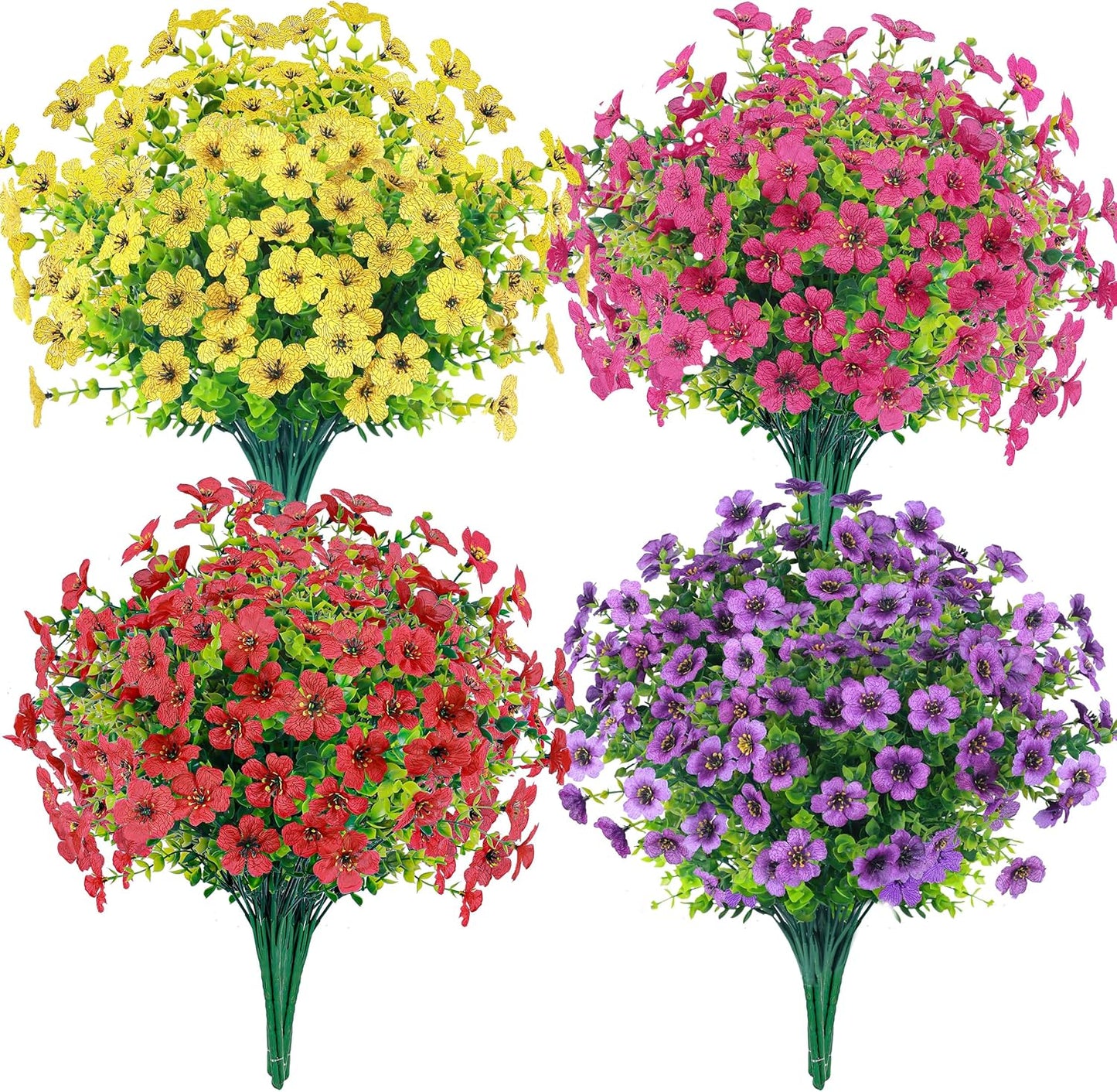 Der Rose 12 Bundles Artificial Flowers for Outdoors Fake Flowers Plants Spring Summer Decoration UV Resistant for Outside Home Porch Patio Garden Decor