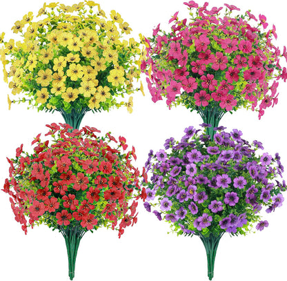 Der Rose 12 Bundles Artificial Flowers for Outdoors Fake Flowers Plants Spring Summer Decoration UV Resistant for Outside Home Porch Patio Garden Decor